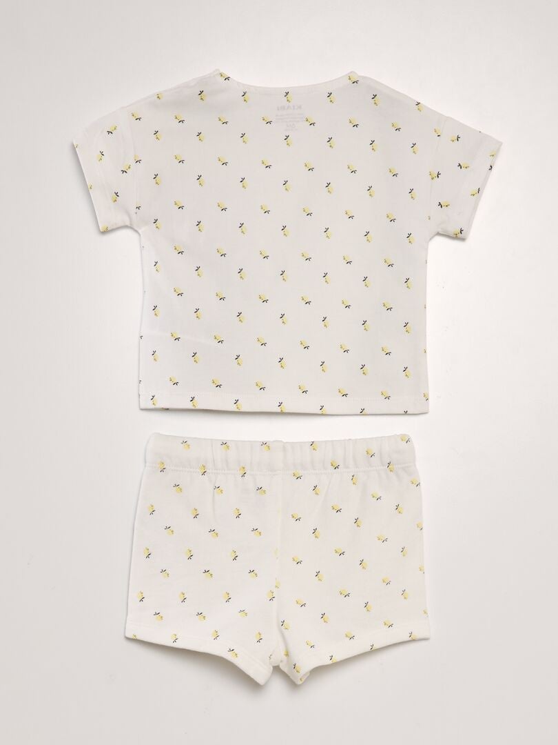 Korte pyjamaset - t-shirt + short - 2-delig - WIT
