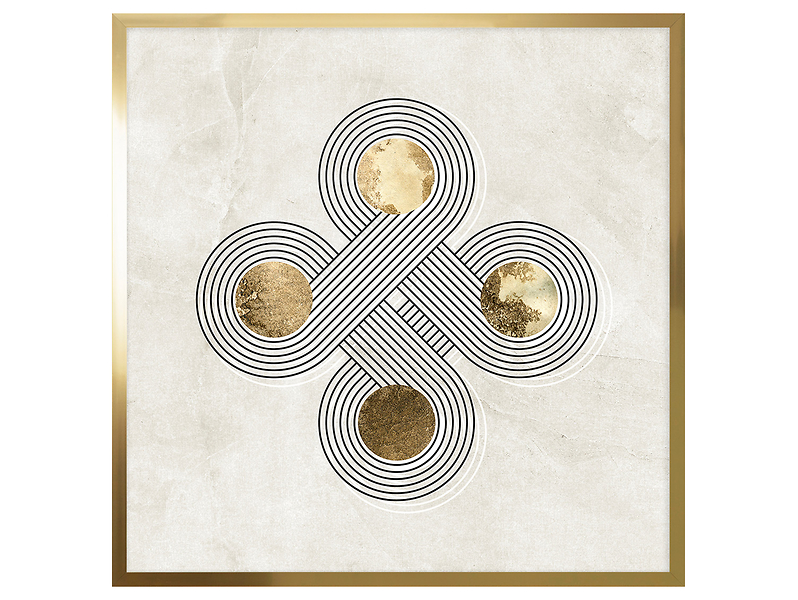Obraz w ramie Circles From Lines With Gold No.1 73x73 cm