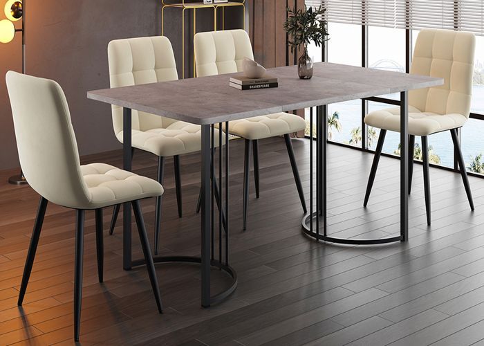 Nuevo conjunto de comedor Premium Sense (juego de 5), mesa de comedor con 4 sillas, mesa de comedor moderna para cocina, 140 × 80 cm