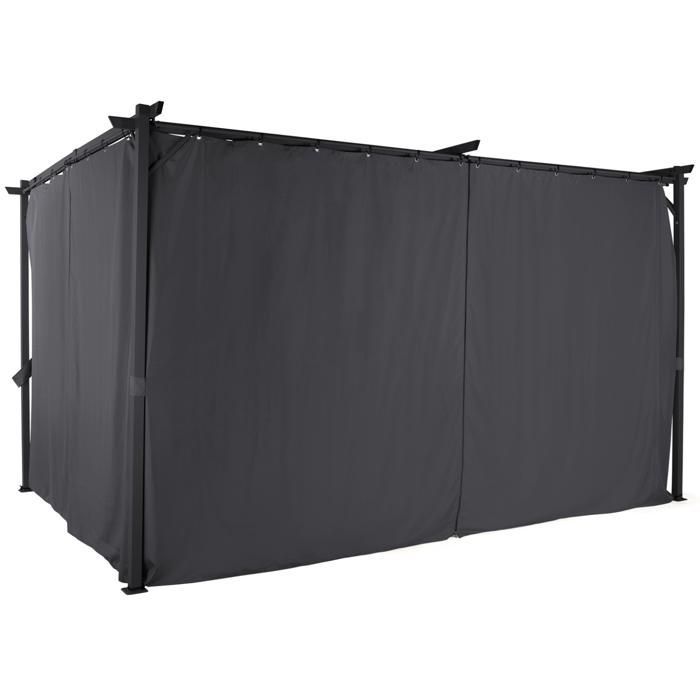 IDMARKET Pergola édition limitée toit rétractable 3x4 M et 4 rideaux gris anthracite
