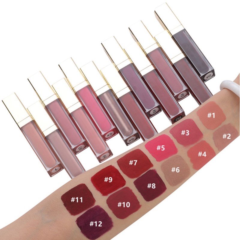 Lot de 50 gloss à lèvres liquides transparents, brillants et longue tenue, waterproof, avec logo personnalisé, teinte nude pailletée, vente en gros