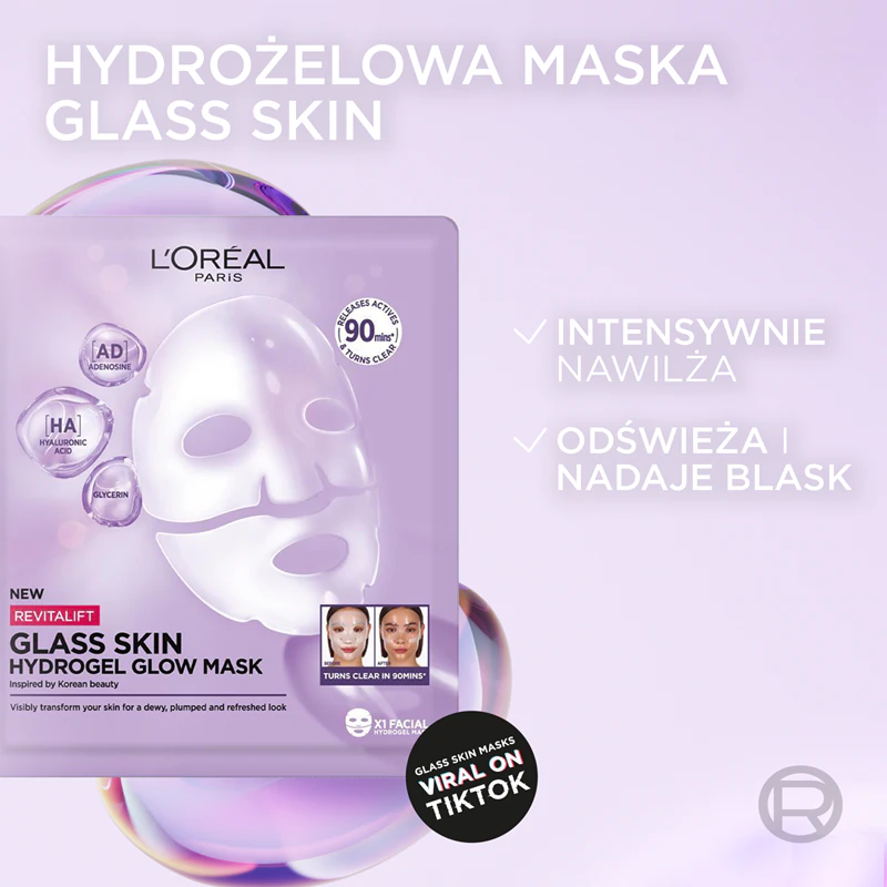 Máscara de hidrogel L'Oréal Paris Revitalift Glass Skin com efeito iluminador