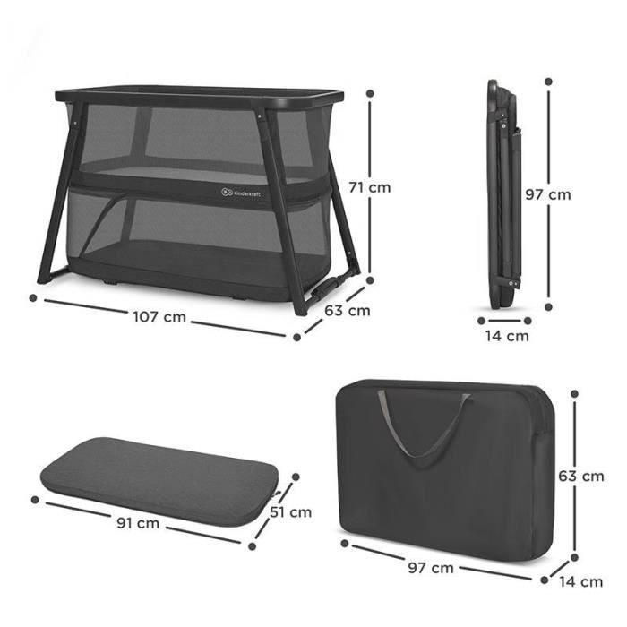 Kinderkraft Sofi Plus Black 2-in-1 Travel Cot