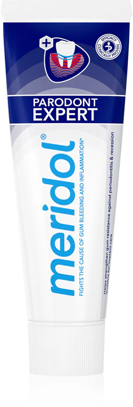 Pasta de dentes Meridol Parodont Expert contra sangramento gengival e periodontite.