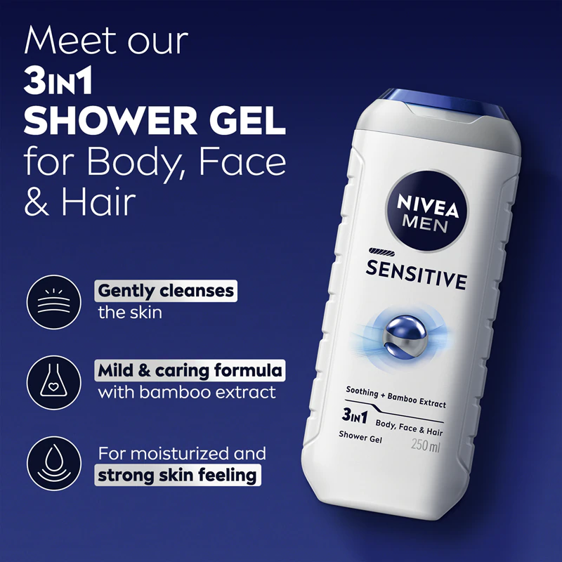 Gel de banho NIVEA MEN Sensitive para homens