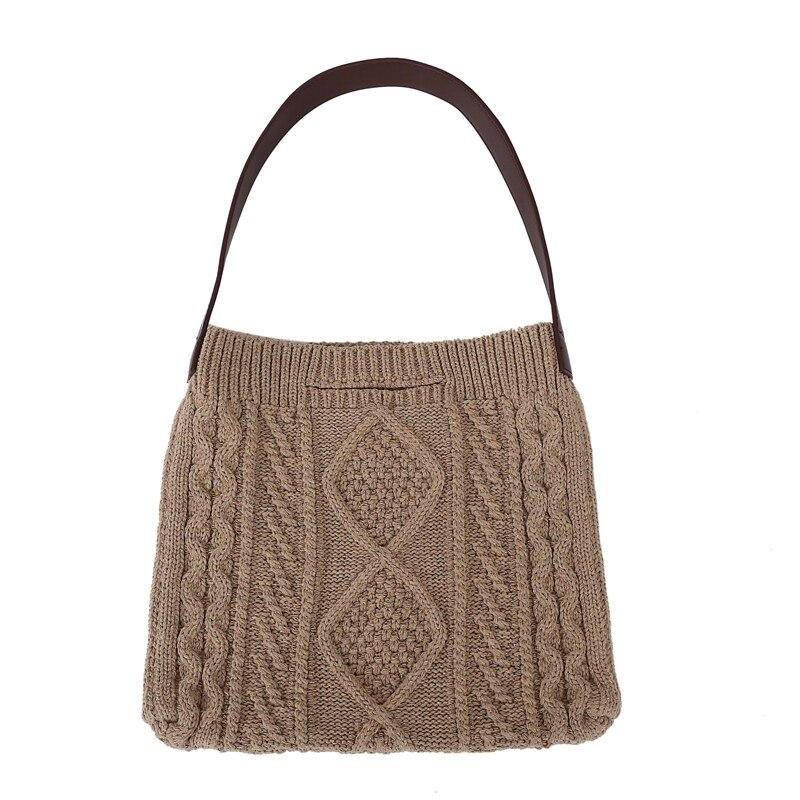 Borsa invernale 2019 in lana intrecciata, grande capacità, borsa da donna con motivo intrecciato, borsa a mano da donna, borsa morbida alla moda, borsa per la spesa