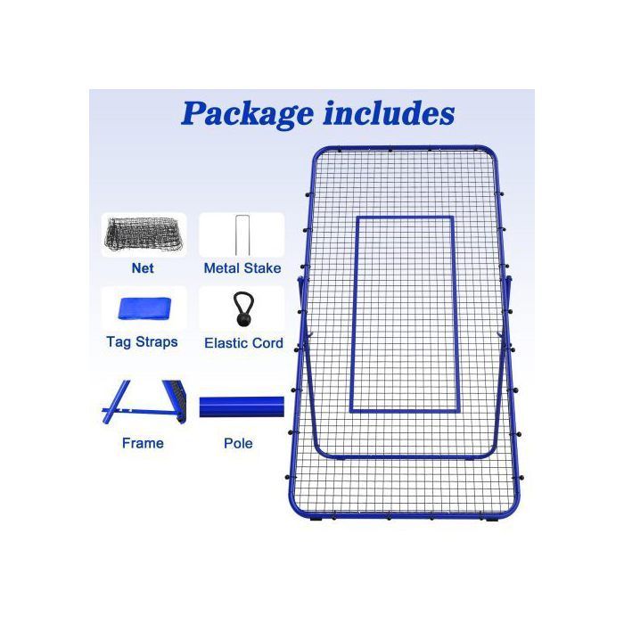 Filet de rebond pour volleyball - 2,1 x 1,2 m - Multi-angle réglable - Filet de rebond avec piquets métalliques solides