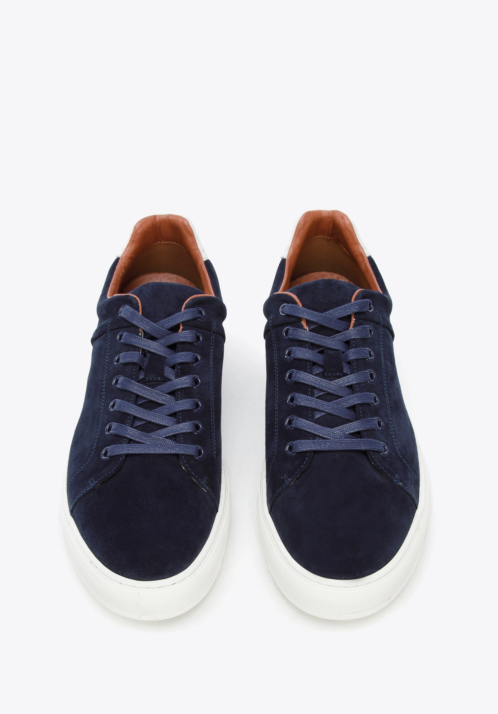 Męskie sneakersy zamszowe na grubej podeszwie granatowe
