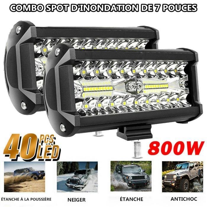 2 unidades de luces de trabajo LED cuadradas de 800 W, DC 9V-30V, para quads, camiones, barcos, tractores y vehículos todoterreno, resistentes al agua.