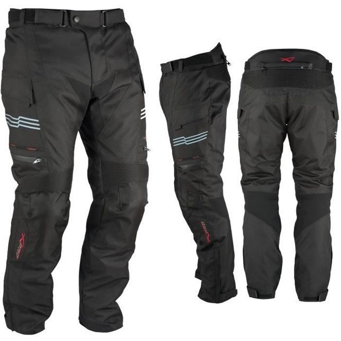 Pantalones térmicos impermeables para moto con protectores térmicos homologados CE, color negro, talla 44.