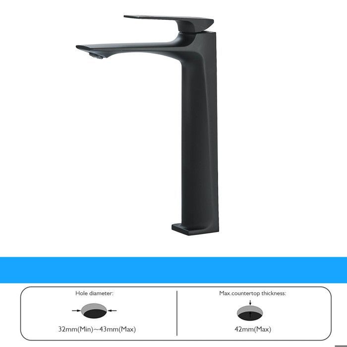 Rubinetto da bagno a cascata, rubinetto moderno nero per lavabo, miscelatore per acqua calda e fredda disponibile con attacco da 3/8