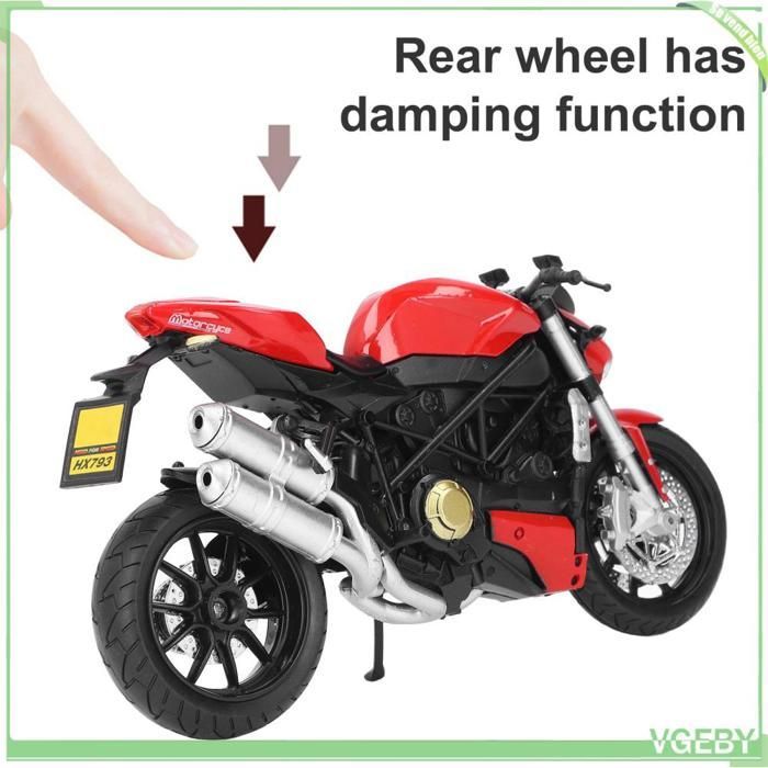 Fafeicy Modellino di moto in lega, scala 1:12, modello realistico, giocattolo interattivo, rosso