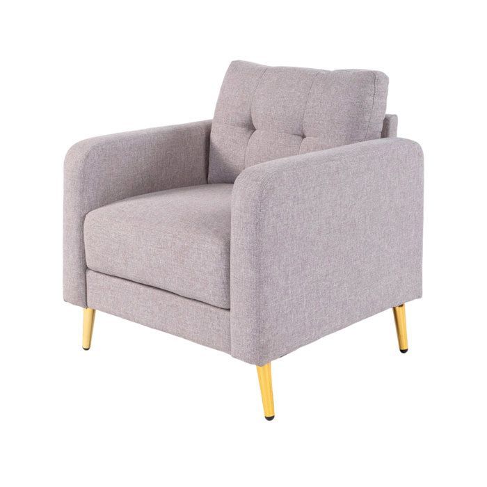Ensemble 2 canapés + fauteuil en microfibre gris clair - GLIMAR