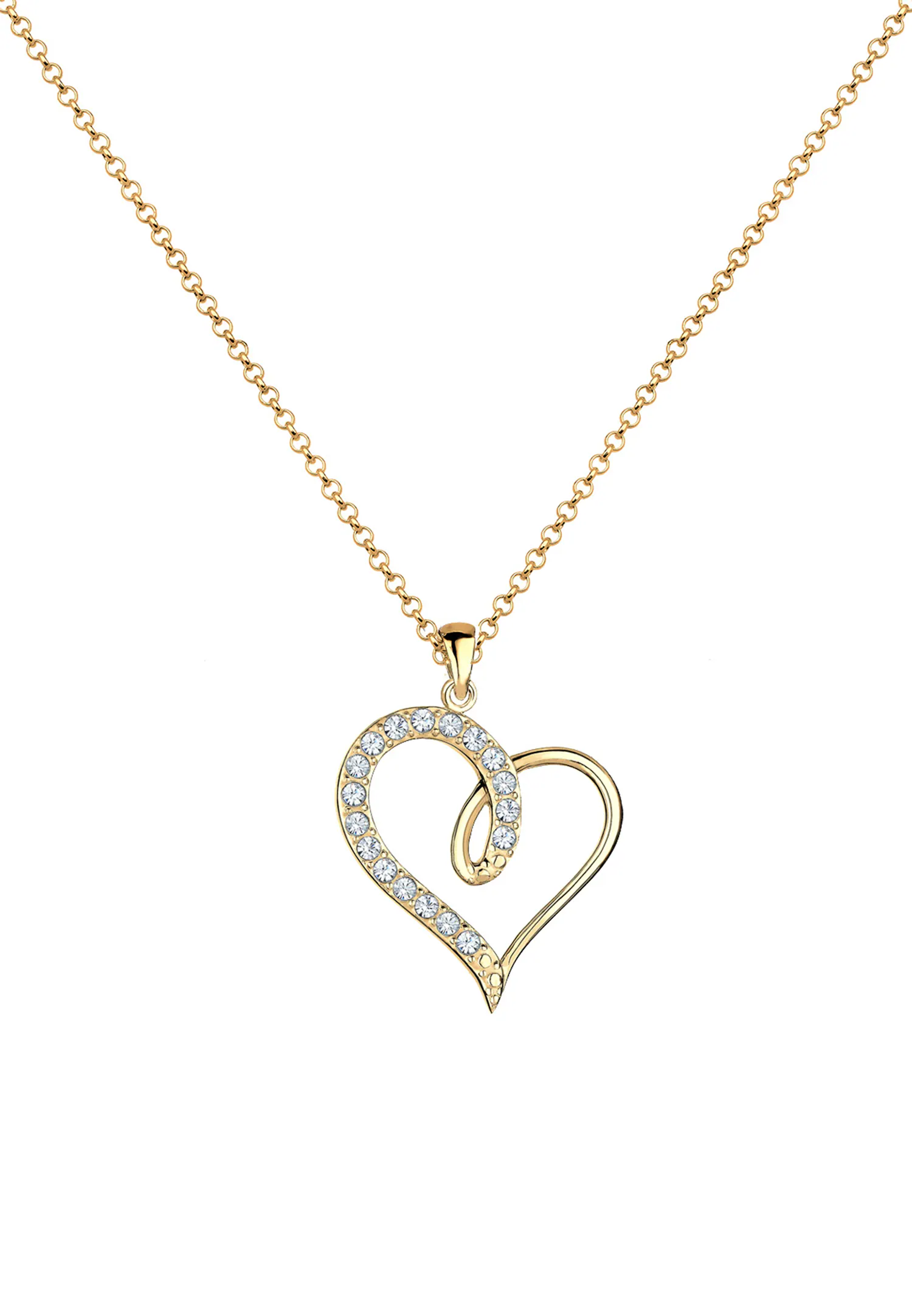 Elli Femmes Cœur Cut-Out Pendentif Symbole Amour Elégant avec cristaux en argent sterling 925