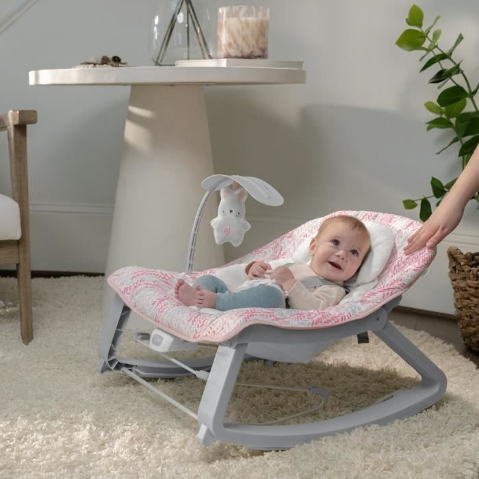 INGENUITY Keep Cozy 3-in-1 Convertible Baby Rocking Bouncer - Lily - 3 Posities: Afneembare speelboog met pluche speeltjes, tot 18 kg