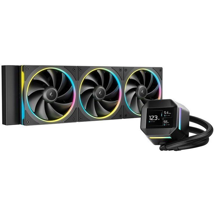 DEEPCOOL - R-LM360-BKDMMC-1 - Wasserkühlung - 360-mm-AIO - 2,4-Zoll-IPS-Display - Schwarz - Pumpe der 6. Generation - 2500 bis 3400 U/min