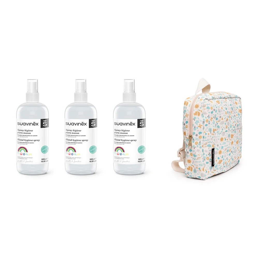 SUAVINEX Desinfecterende Spray 3 x 500 ml + rugzak