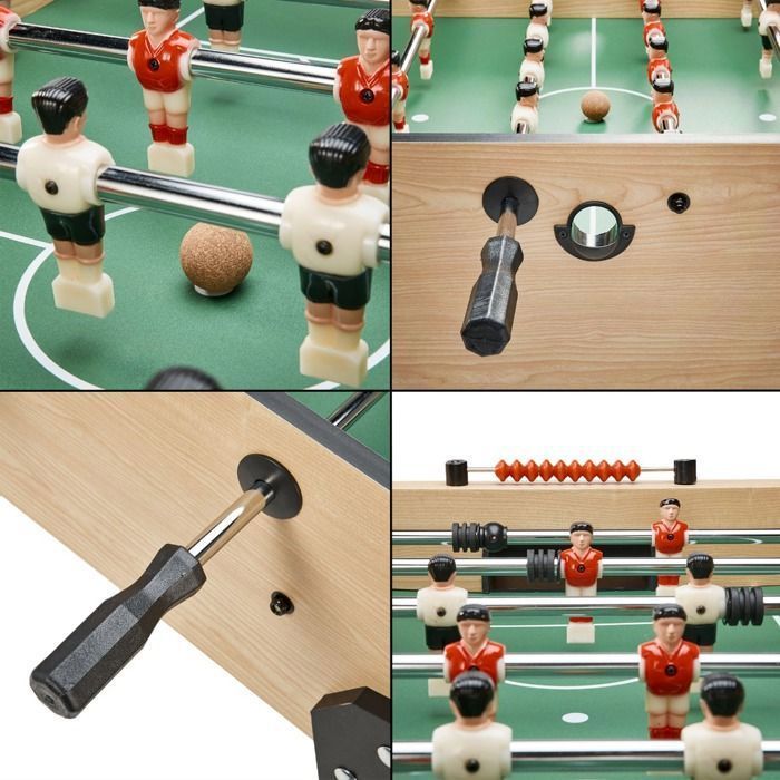 KANGUI Tafelvoetbaltafel voor volwassenen - Robuust - Telescopische stangen - 2 tot 4 spelers - Inclusief 3 kurkballen