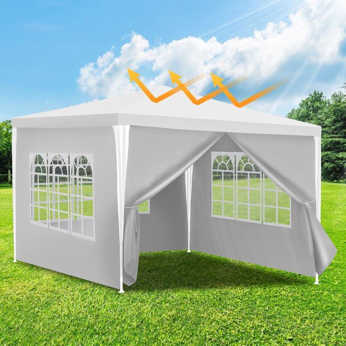Cenador/Carpa/Tienda de Recepción Daromigo con paneles laterales desmontables, grande, blanco, 3x3 m, tienda de campaña