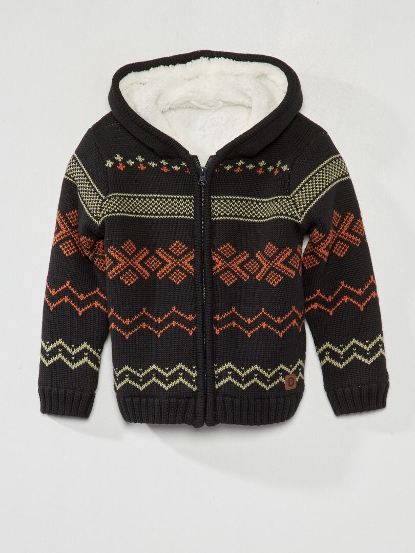 Een gebreid vest met capuchon - GRIJS