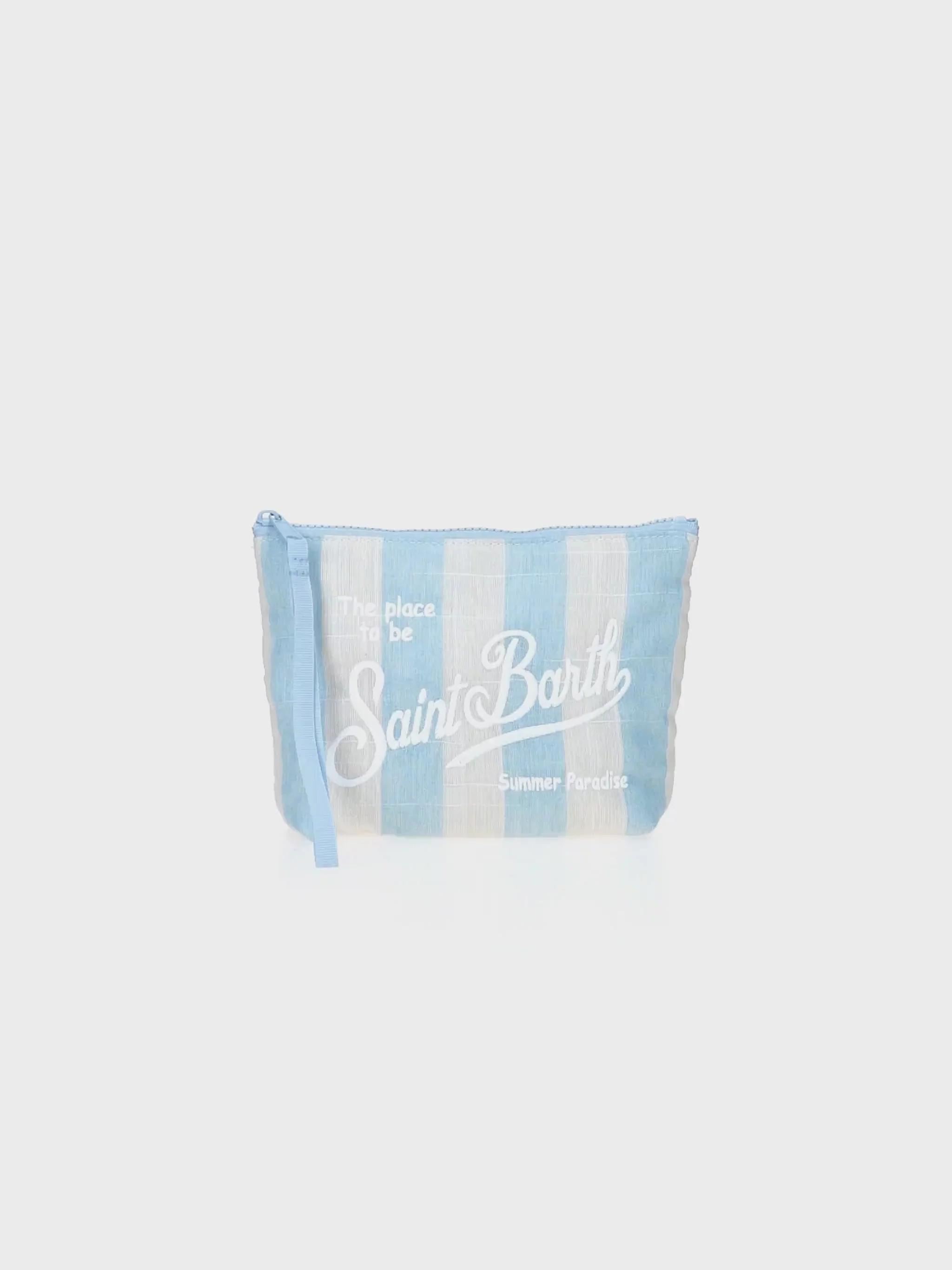 Aline clutch van zacht katoenlinnen met streepjesprint