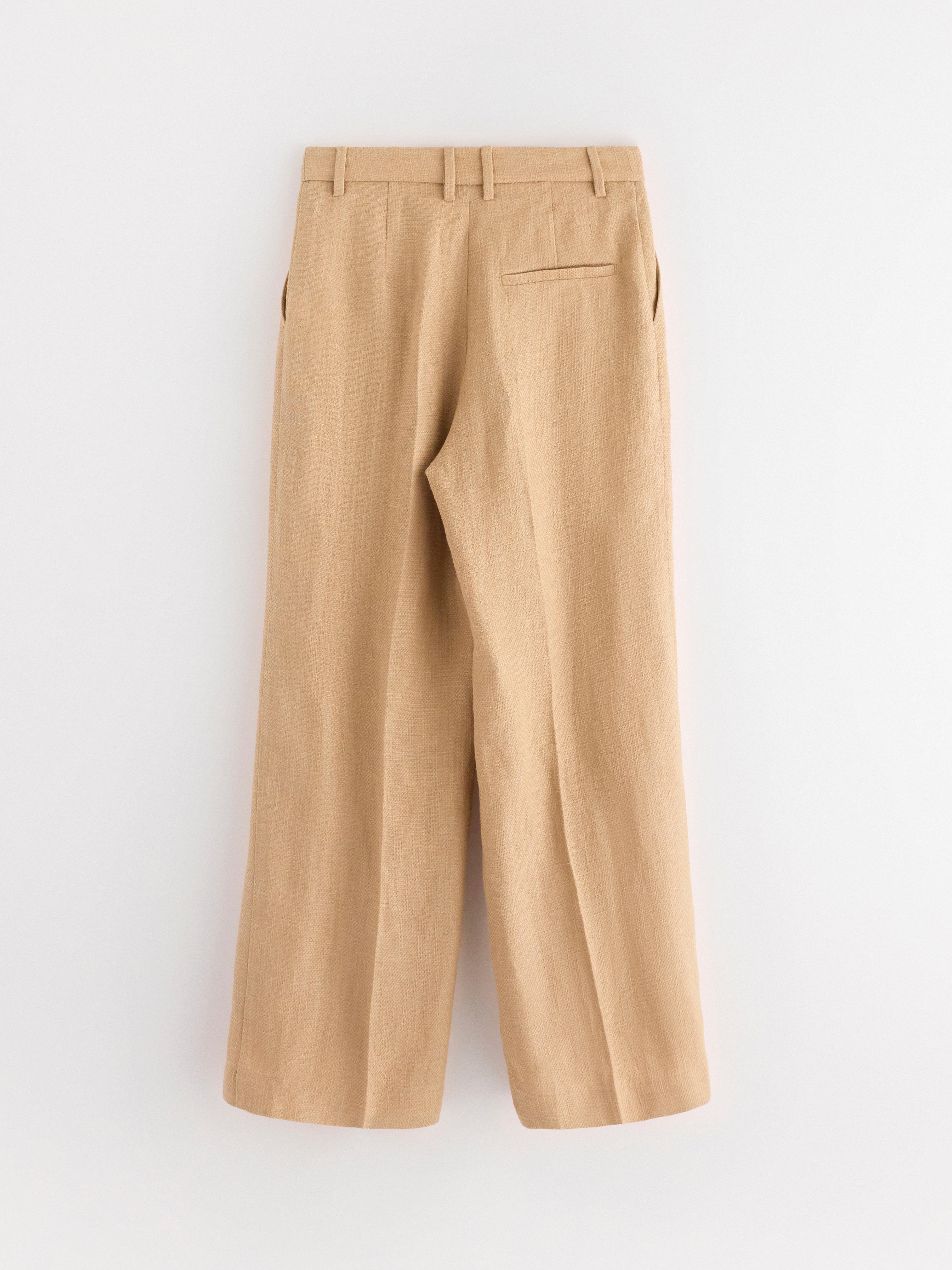 Byxor i linneblandning Light dusty Beige
