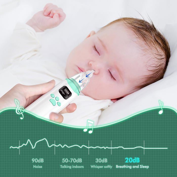 Aspiratore nasale per neonati - Aspiratore nasale elettrico per neonati - 3 punte in silicone e 3 impostazioni di aspirazione - Aspiratore antireflusso - Per neonati