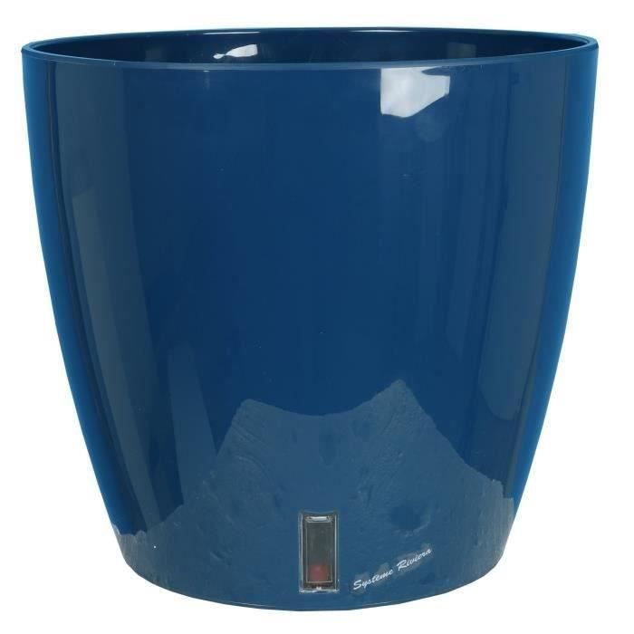 Pot de fleurs rond - RIVIERA - EVA NEW - Plastique -  D35 x H33 cm - Bleu