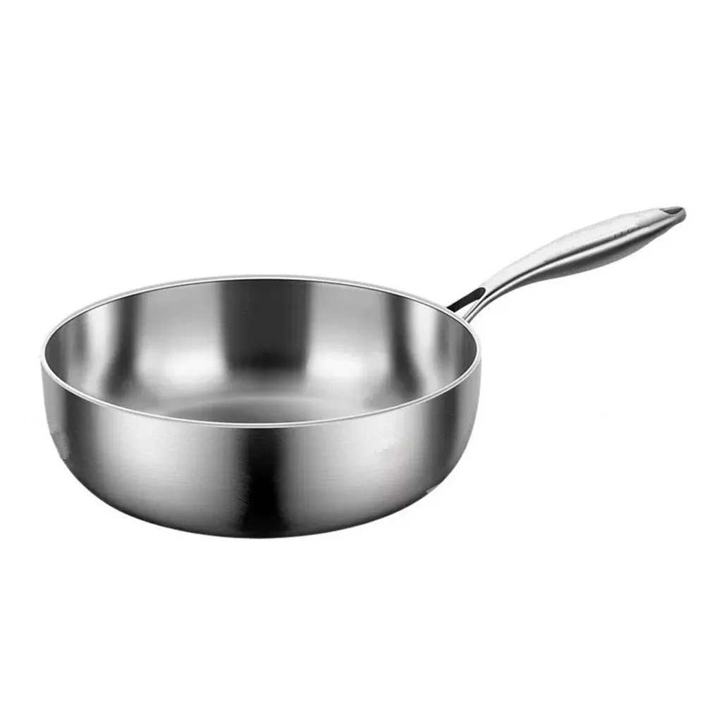 Poêle à frire en acier inoxydable 316, wok profond, sans revêtement, antiadhésif, compatible avec les plaques à gaz et à induction, ustensile de cuisine universel
