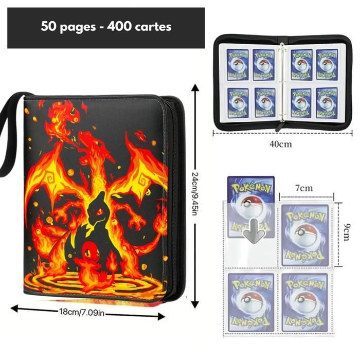 Organizador de Coleção de Cartas - Álbum para 400 Cartas - GAVI STORE - Compatível com Pokémon, Magic e Yu-Gi-Oh! - 50 Protetores de Cartas