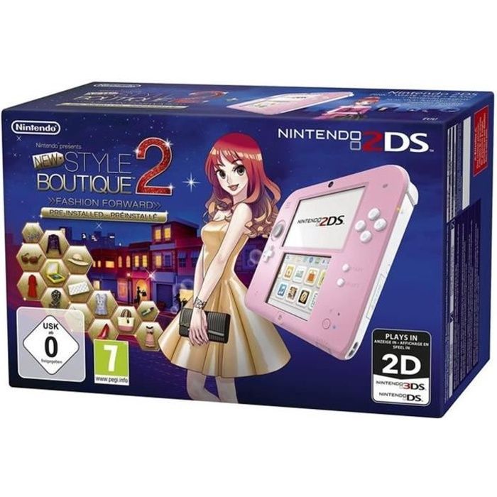 Consola 2DS rosa y blanca + juego Style Savvy Home 2