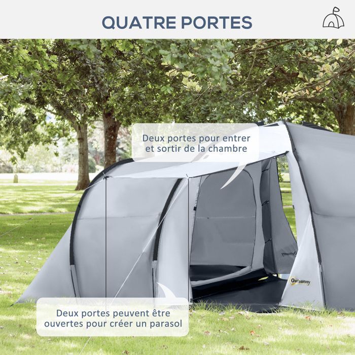 Outsunny - Retkeilyteltta - Oxford-kangasta - 590x245x193cm - Harmaa
