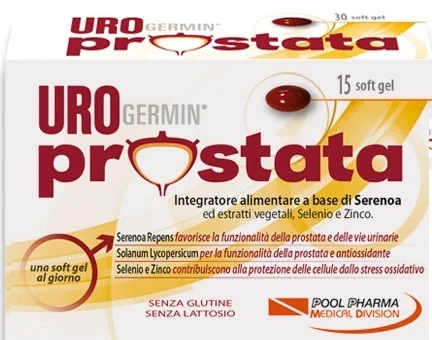 POOL PHARMA Urogermin Voedingssupplement voor de gezondheid van de prostaat en urinewegen. 15 zachte capsules met lycopeen.