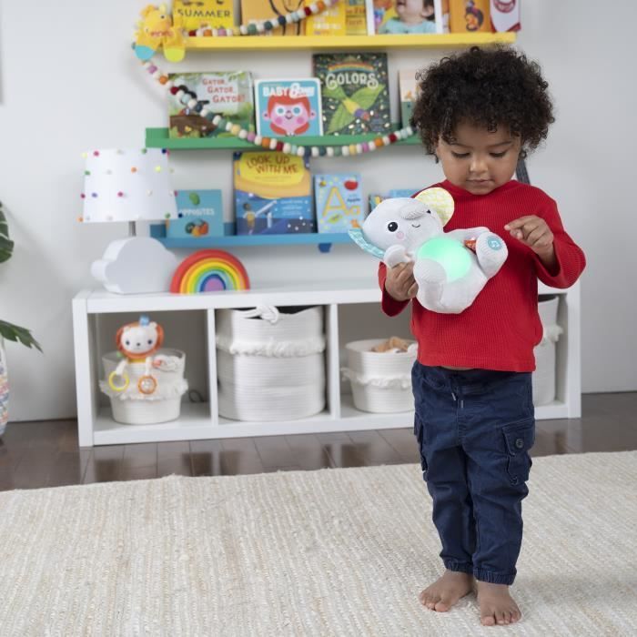 BRIGHT STARTS Baby Toy, Plush Toy, Night Light, Hug-a-Bye Baby Elephant, Sounds and Lights, Baby Gift