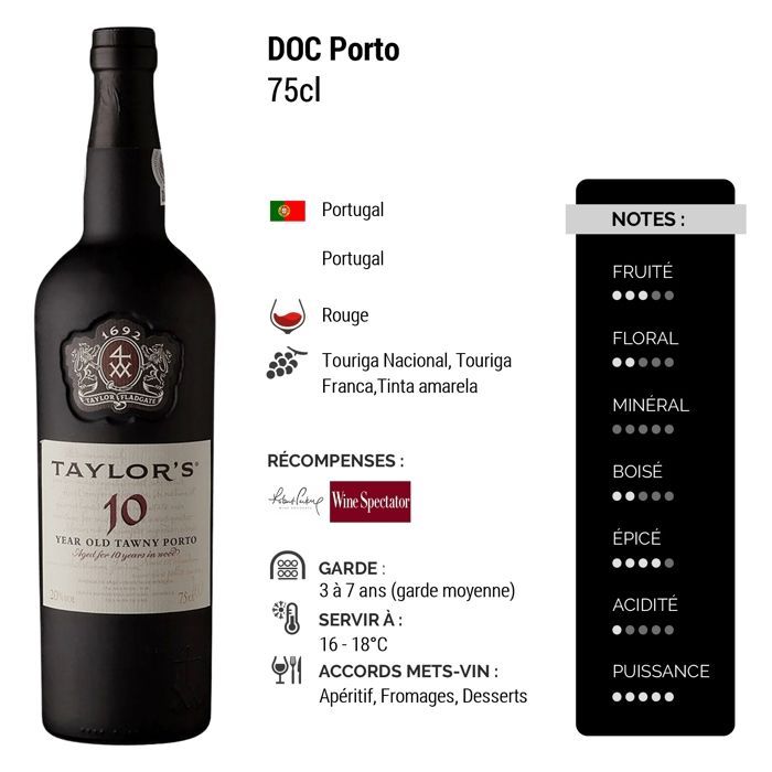 Taylor's Tawny Port 10 Anos - Vinho Tinto de Portugal (75cl) Suave