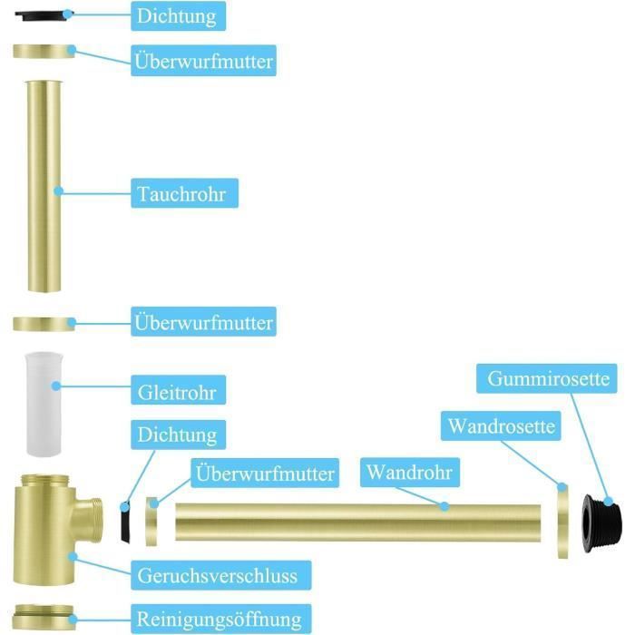 Escurridor, fregadero horizontal en forma de T para desagüe de lavabo.