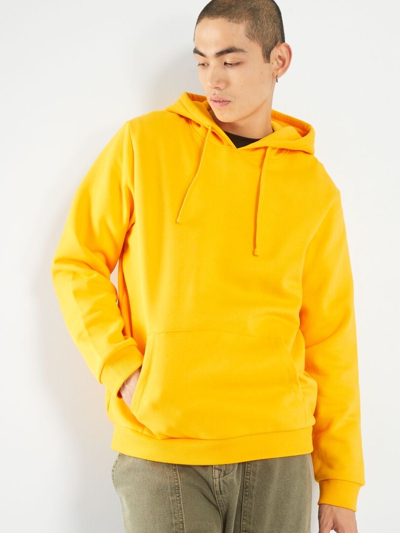 Sudadera con capucha y bolsillo tipo canguro - AMARILLA