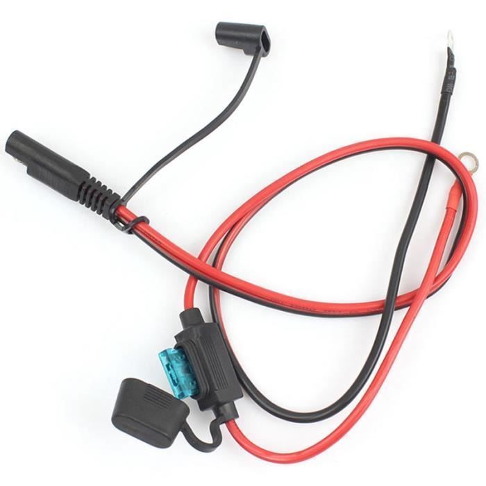 FOXSUR 2 piezas Cable cargador de batería para motocicleta SAE Terminal de anillo de desconexión rápida SAE Enchufe fusible 12V