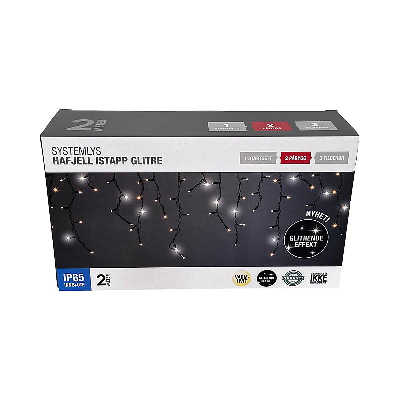Home Icicle 100 LED 2 m, intermitente, montaje en superficie Hafjell
