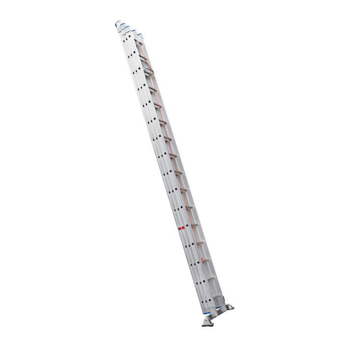 Escalera extensible profesional HAILO Trio de 3 secciones con accionamiento por cuerda, 3x16 peldaños, 11 m, aluminio