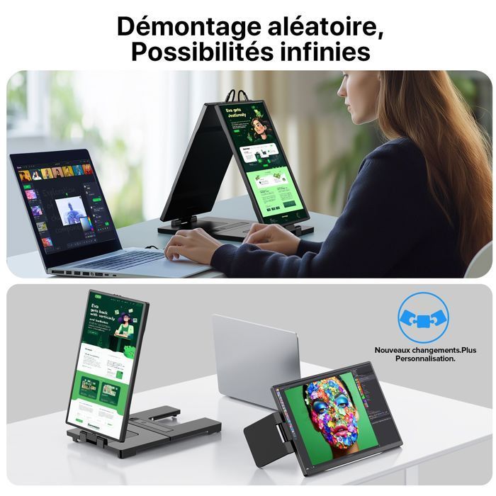 UPERFECT 14-Zoll-Dual-Screen-Tragbarer Monitor (links und rechts), 1400P QHD, 100 % sRBG, Kontrastverhältnis 1200:1