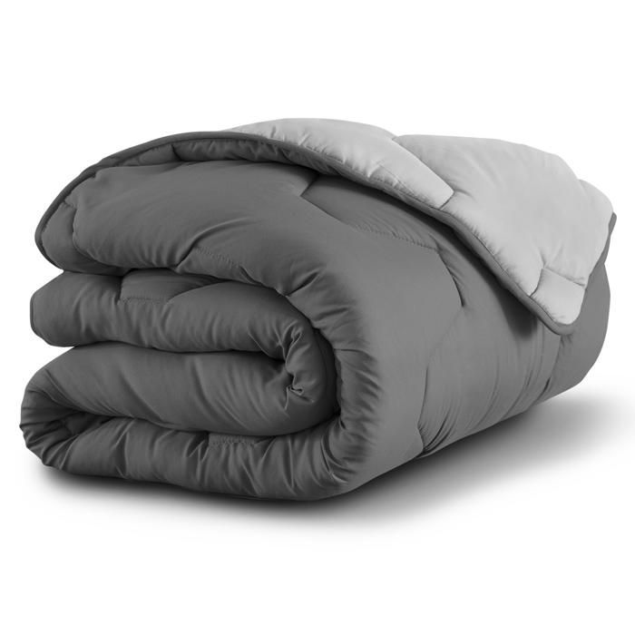 Edredón IDMARKET ABBY 220x240 cm, bicolor gris claro y gris, 300 g