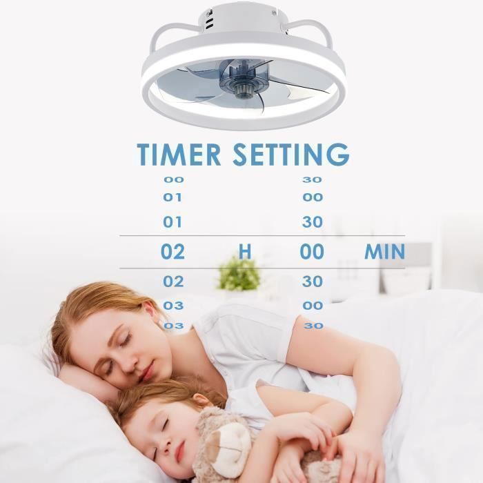 Ventilatore da soffitto UVERBON, 6 velocità, silenzioso, dimmerabile, 3 colori con telecomando, 33 cm.