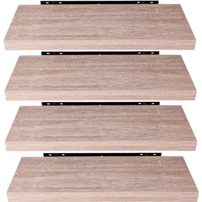 EUGAD Juego de 4 estantes de pared de madera, estantes colgantes, 80x22,9x3,8cm, roble Sonoma