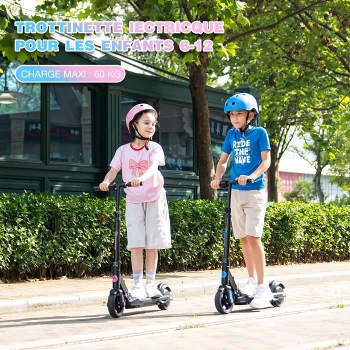 EVERCROSS EV06C Opvouwbare elektrische scooter voor kinderen en tieners, LED-scherm, kleurrijke verlichting, 3 snelheden, verstelbare hoogte, cadeau, blauw