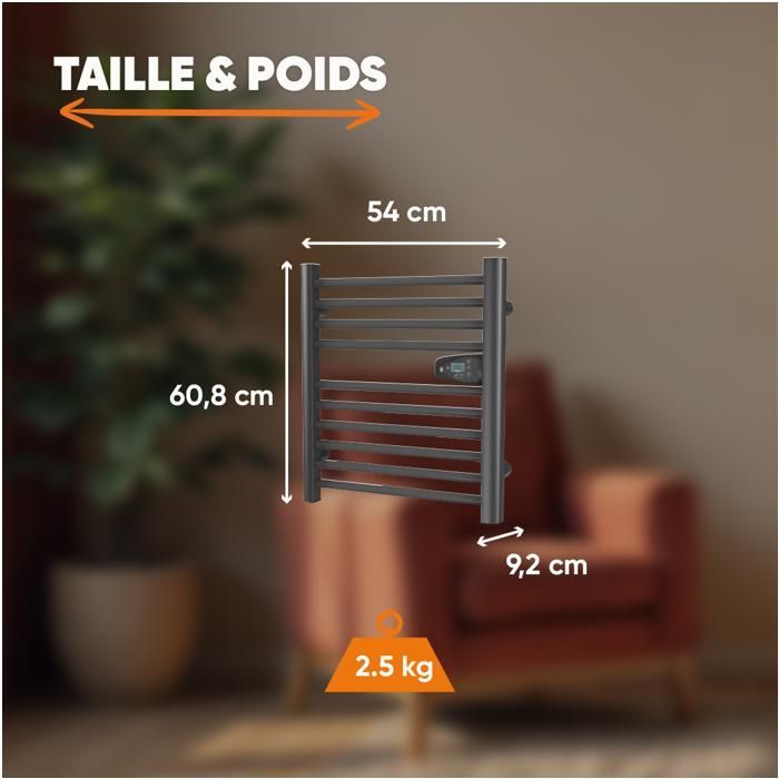 Scaldasalviette elettrico senza liquido - BESTHERM - HESTIA 300W - nero