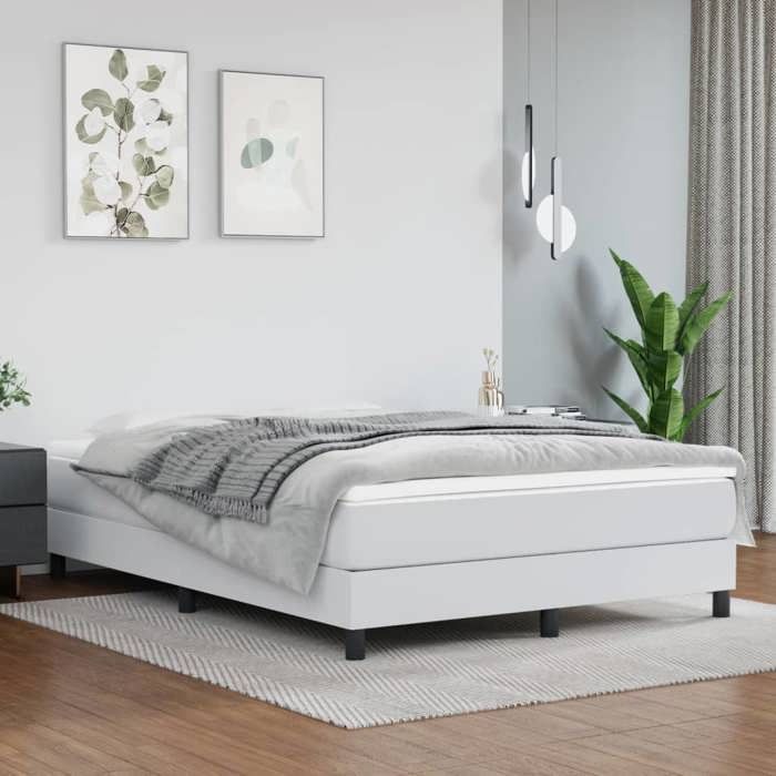 Zomer 2026@Tweepersoonsbedframe - Lattenbodem - wit 140x190cm kunstleer, 2092