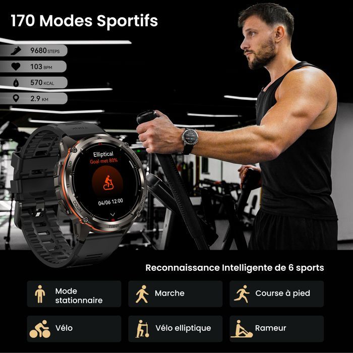 Montre Connectée Homme KOSPET T3 ULTRA2 Montre Sport avec Répondre/appeler, 5ATM, Sommeil ,Podomètre, 1.43