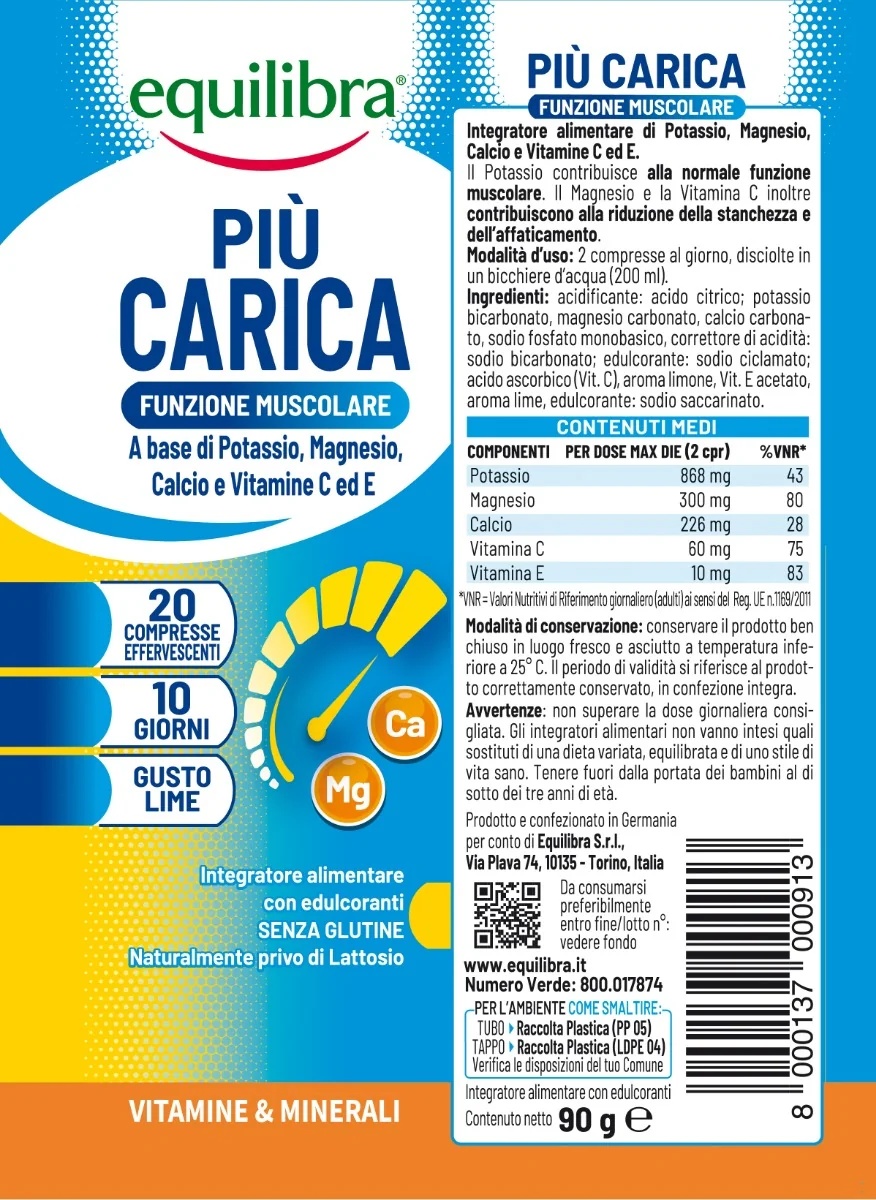 EQUILIBRA Equilibra Piu' Carica Lime 20 bruistabletten energiesupplement