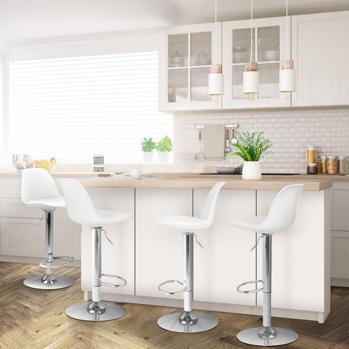 Conjunto de 4 banquetas de bar brancas com design KARL da IDMARKET